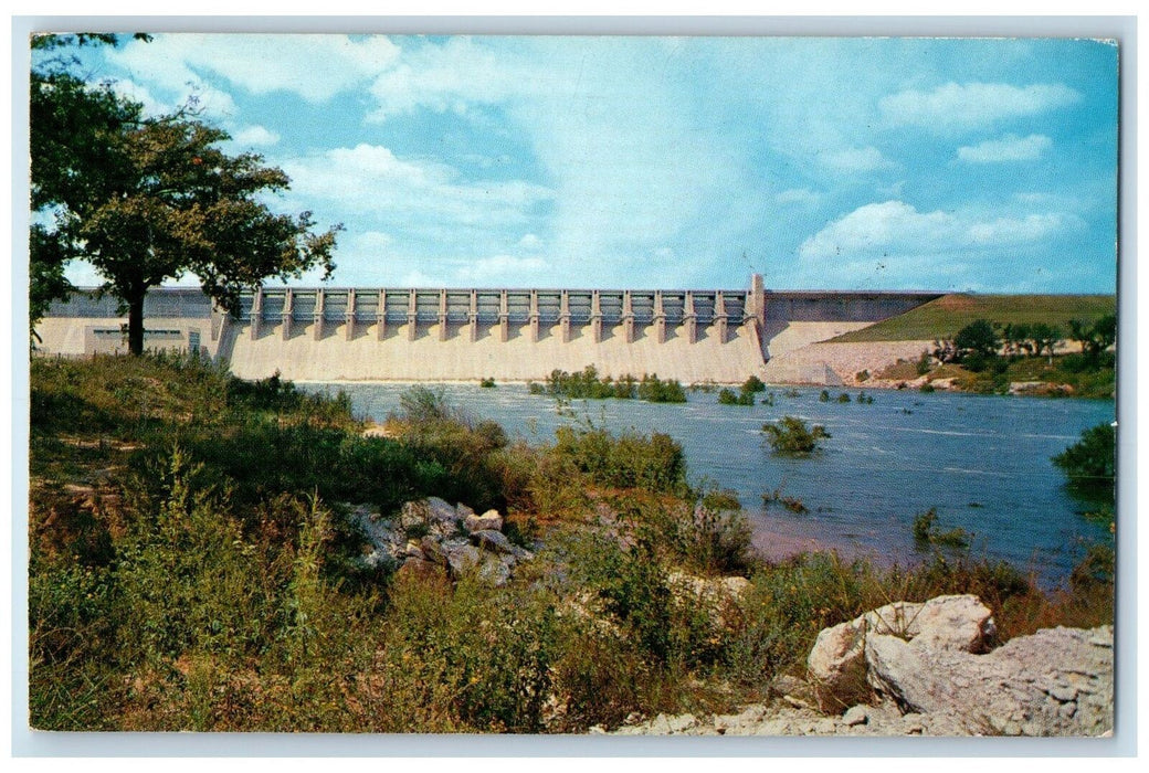 1969 Lake Whitney Dam And Brazos River Trees Texas TX Posted Vintage Postcard