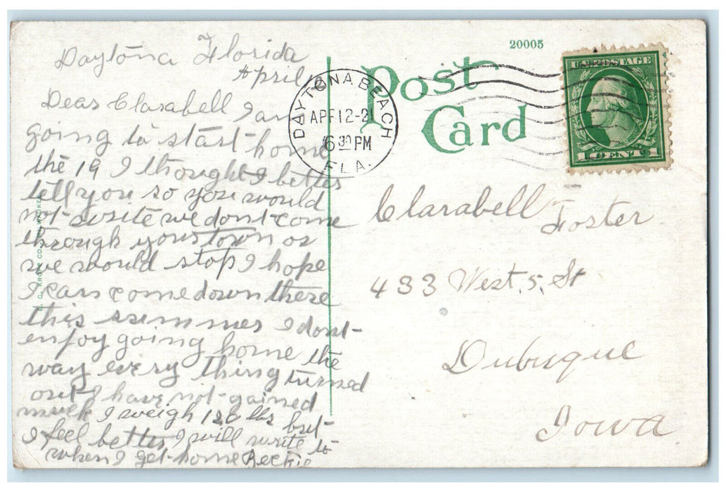1921 Scenic View of Tomoka River Ship Scene Near Daytona Florida FL Postcard