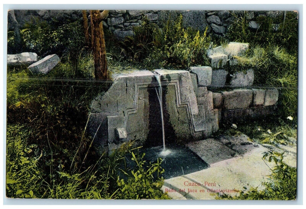 c1910 Inca Bath In Ollantaytambo Cusco Peru Unposted Antique Postcard