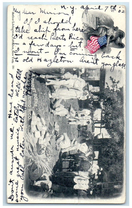 1902 Buyer Seller at a Market Scene at Puerto Rico Posted Antique PMC Postcard
