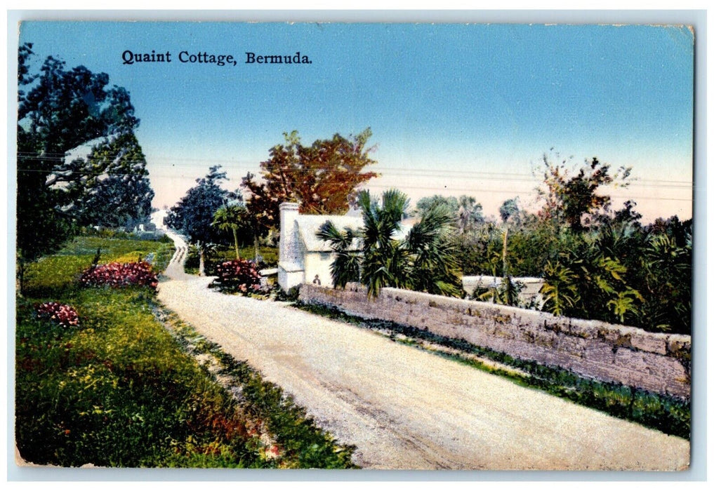 1932 Road Grasses View Quaint Cottage Bermuda Vintage Posted Postcard