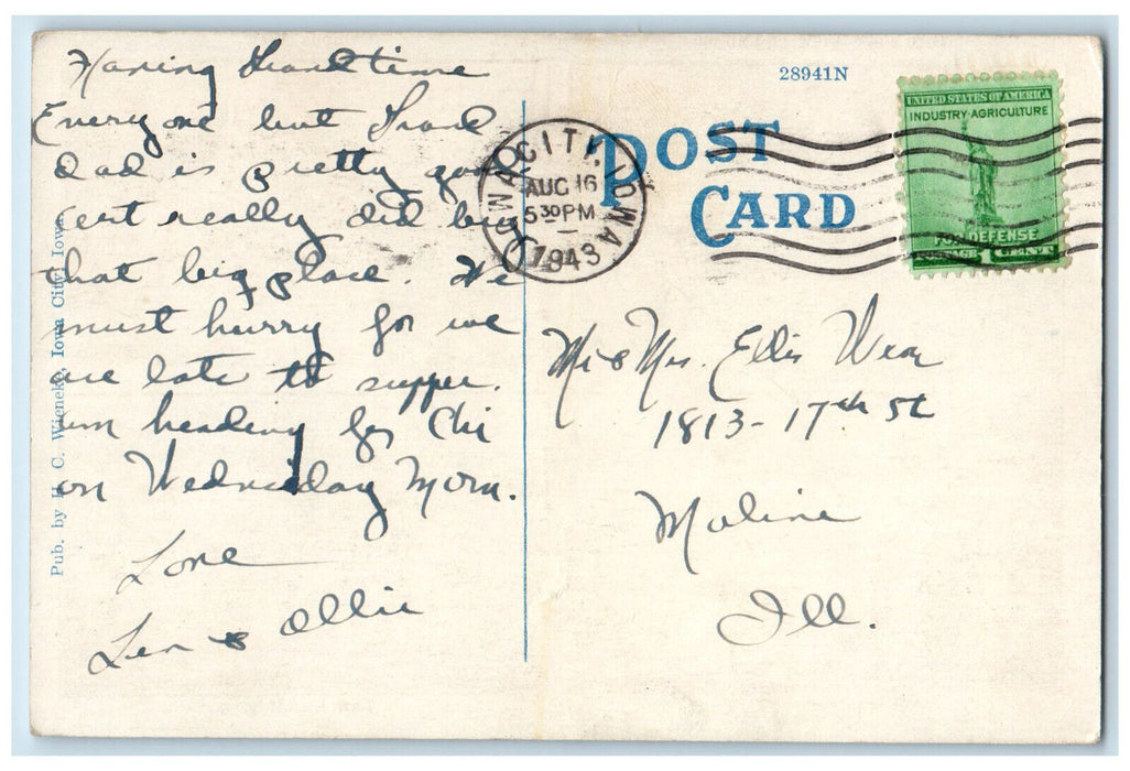 1943 State University Of Iowa Building Iowa City IA Vintage Multview Postcard
