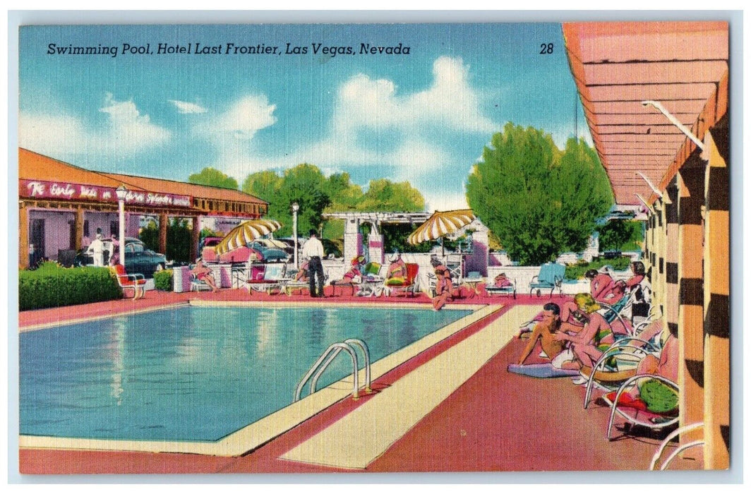 c1930's Swimming Pool Hotel Last Frontier Las Vegas Nevada NV Vintage Postcard