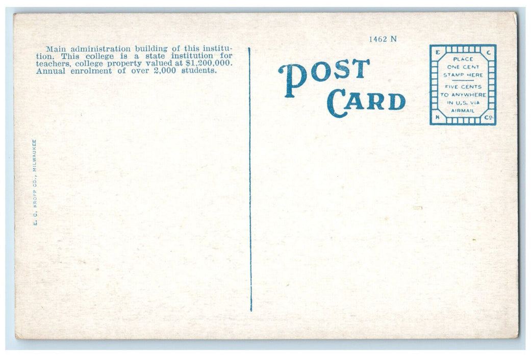 c1920's Administration Bldg. State Teachers College Murfreesboro TN Postcard