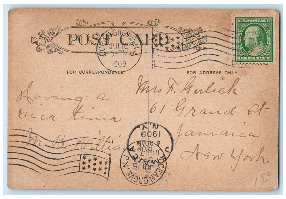 1909 Seventh Avenue Pavilion Asbury Park New Jersey NJ Posted Postcard