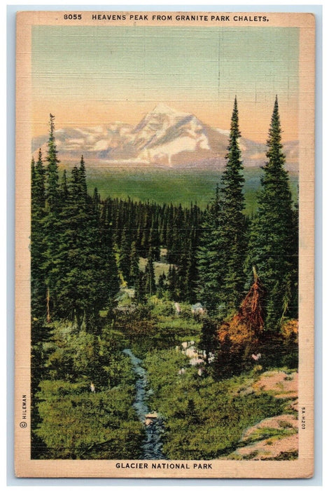 1941 Heavens Peak Granite Park Chalets Glacier National Park Montana MT Postcard