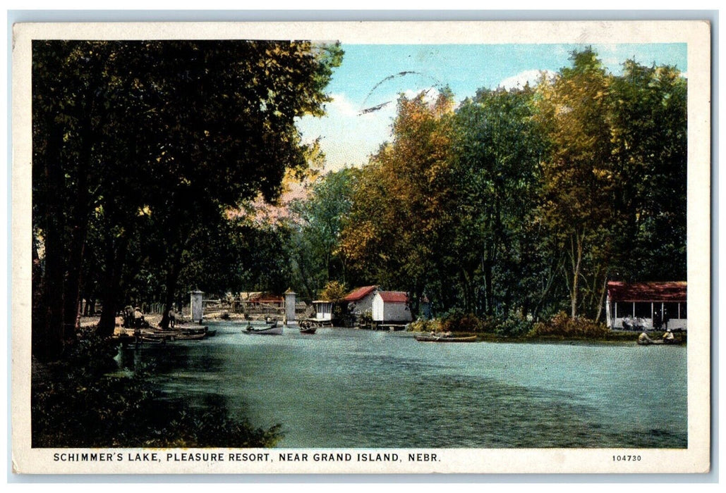 1930 Schimmers Lake Pleasure Resort Near Dock Grand Island Nebraska NE Postcard