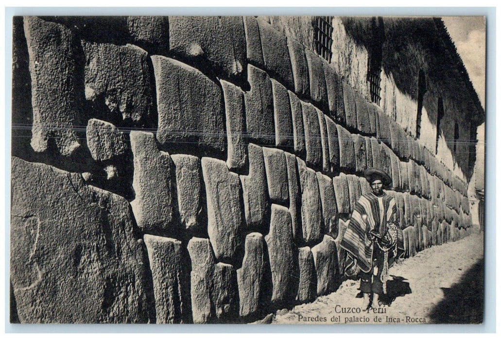 c1910 View of Inca-Rocca Palace Walls Cusco Peru Unposted Antique Postcard