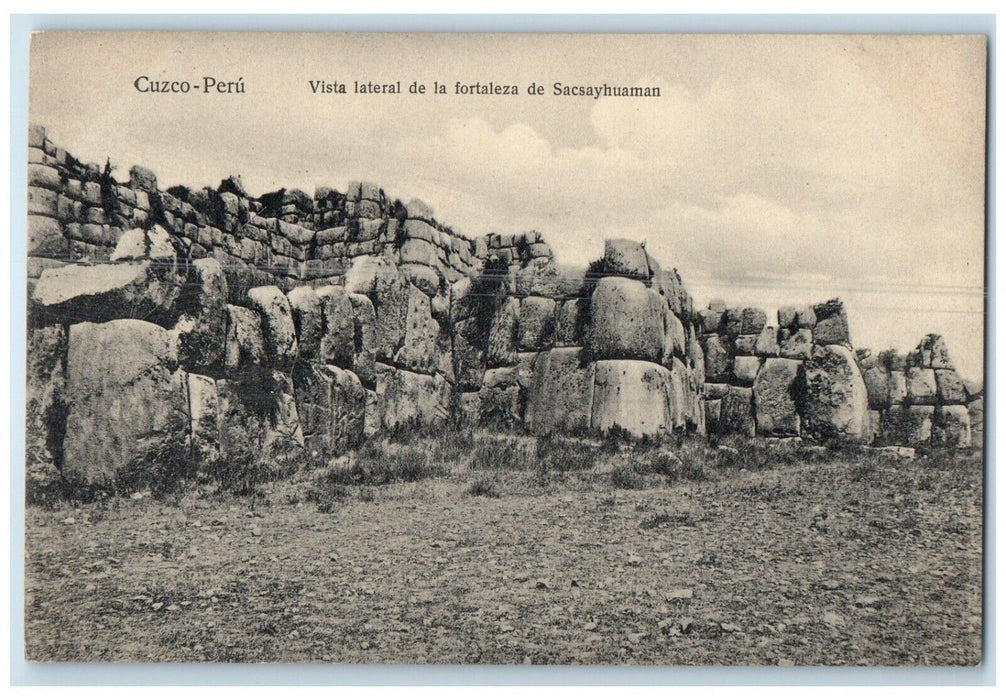c1910 Lateral View Of The Fortaleza Of Sacsayhuaman Cusco Peru Unposted Postcard