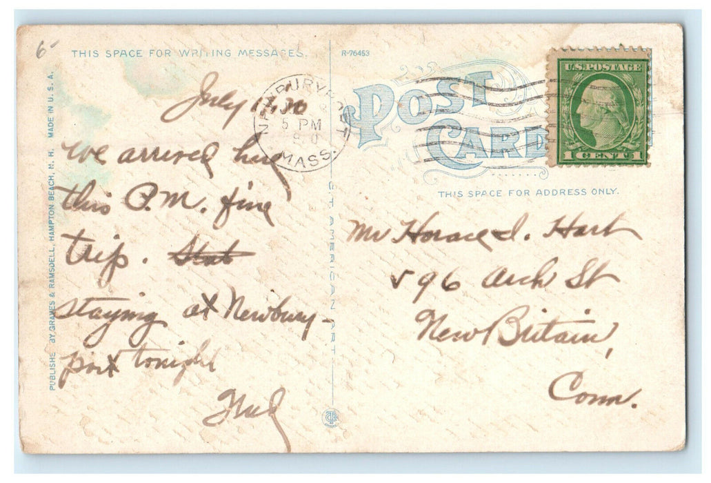 c1920s Casino and Ocean Avenue Hampton Beach New Hampshire NH Postcard