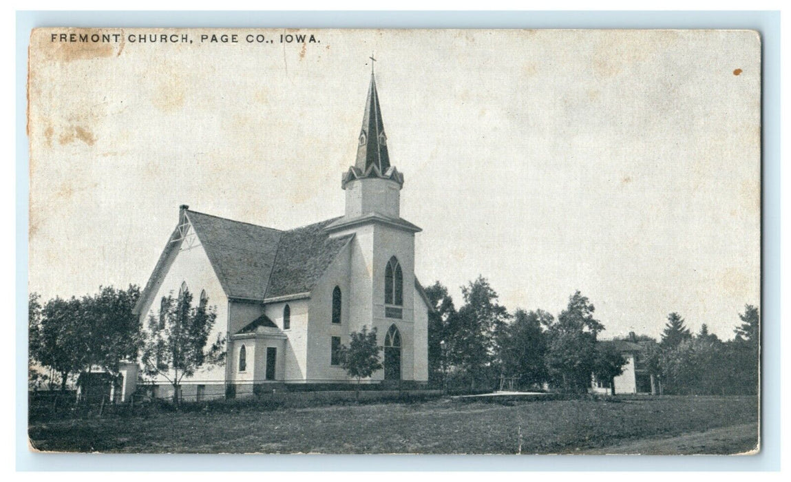 Fremont Church Page Co., Iowa 1908 Pittwood Vintage Antique Postcard