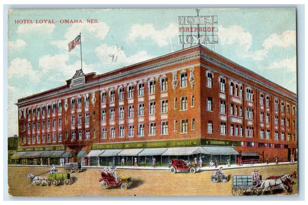 c1940s Hotel Loyal Exterior Roadside Omaha Nebraska NE Unposted Cars Postcard