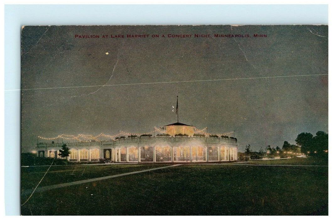 Pavilion Lake Harriet Concert Night Minneapolis Minnesota 1911 Antique Postcard