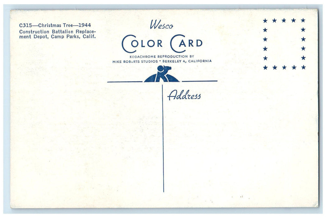 1944 Christmas Tree Construction Battalion Replacement Depot CA Postcard