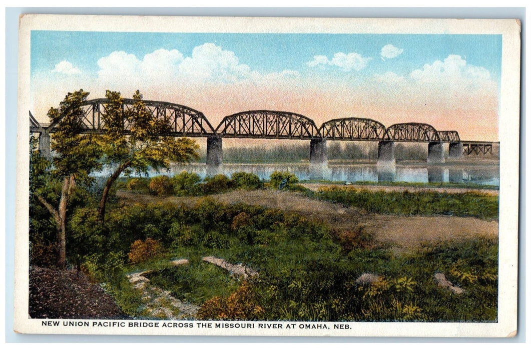 c1920s New Union Bridge Scene Across The Missouri River At Omaha NE Postcard