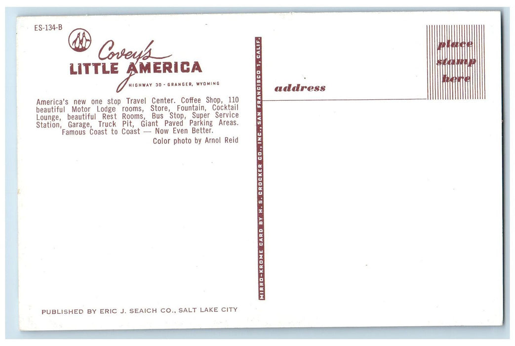 1950's Coveys Little America Lodge Restaurant Guests Granger Wyoming WY Postcard