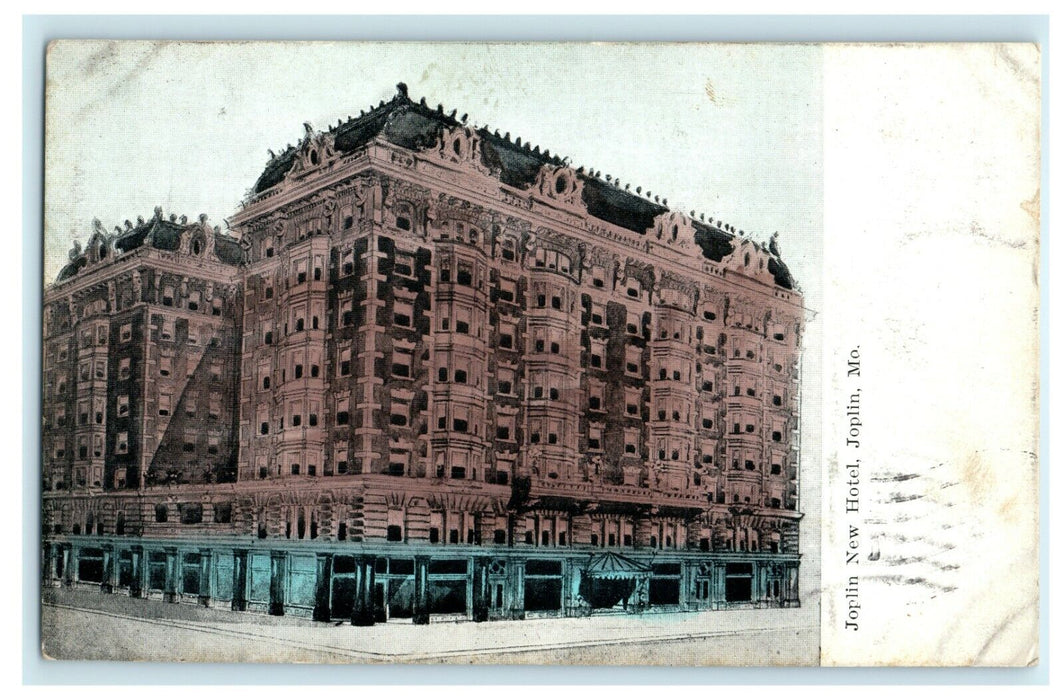 1907 Joplin New Hotel Joplin, Missouri MI Antique Posted Postcard