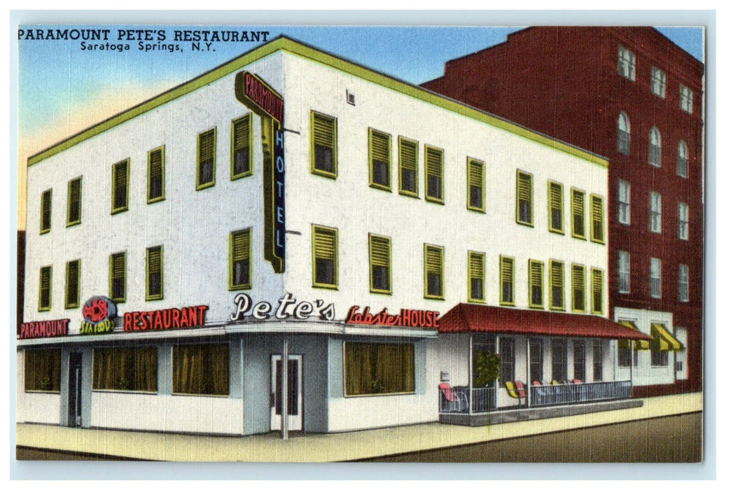 1917 Paramount Pete's Restaurant, Saratoga Springs New York NY Unposted Postcard