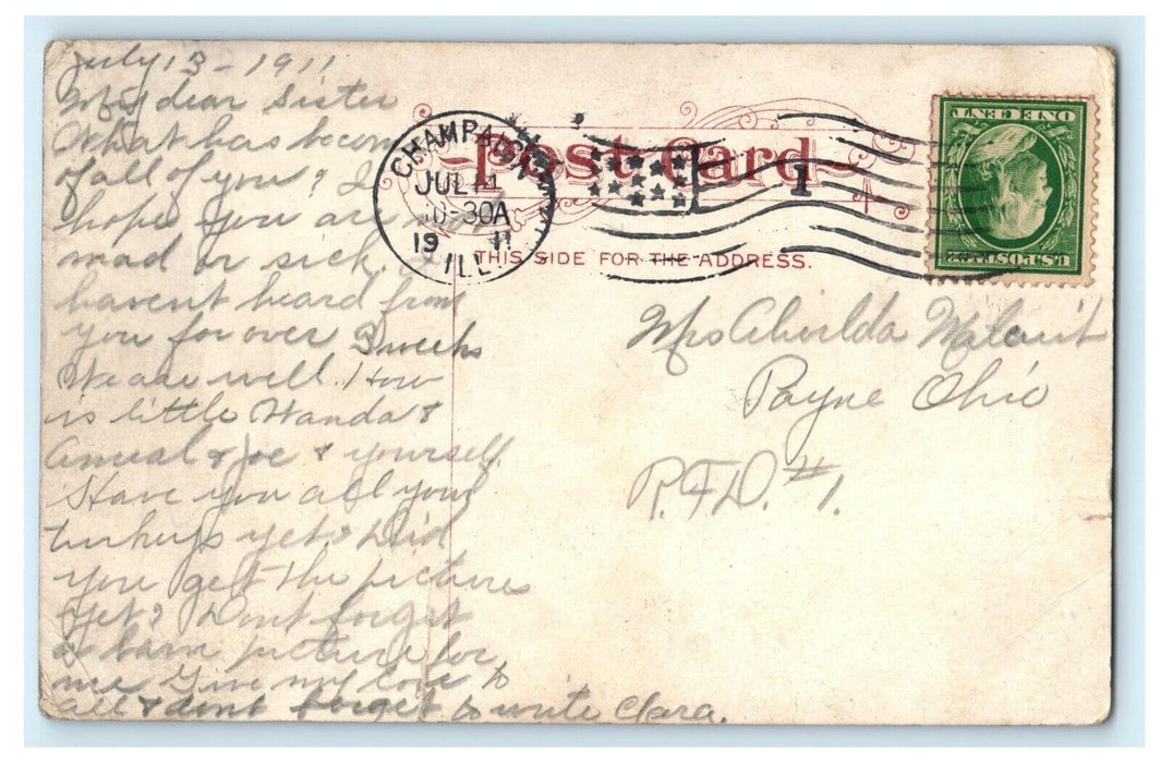 1911 The Library, University of Illinois, Champaign Illinois IL Antique Postcard