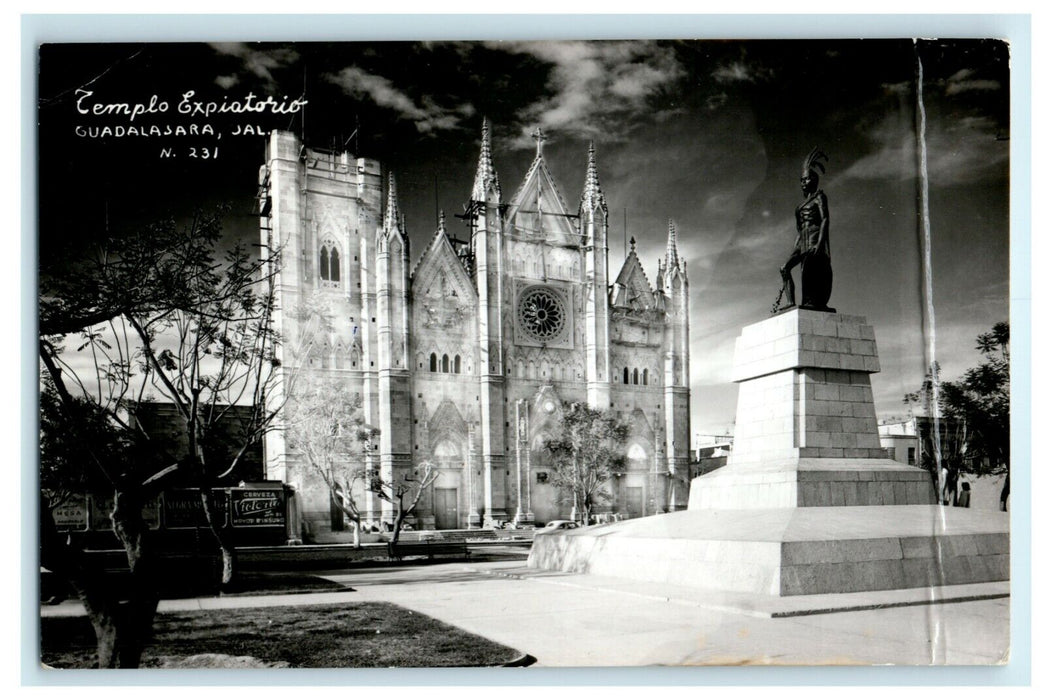 1951 Temple Expiatorio Guadalasara Mexico Church Posted RPPC Photo Postcard