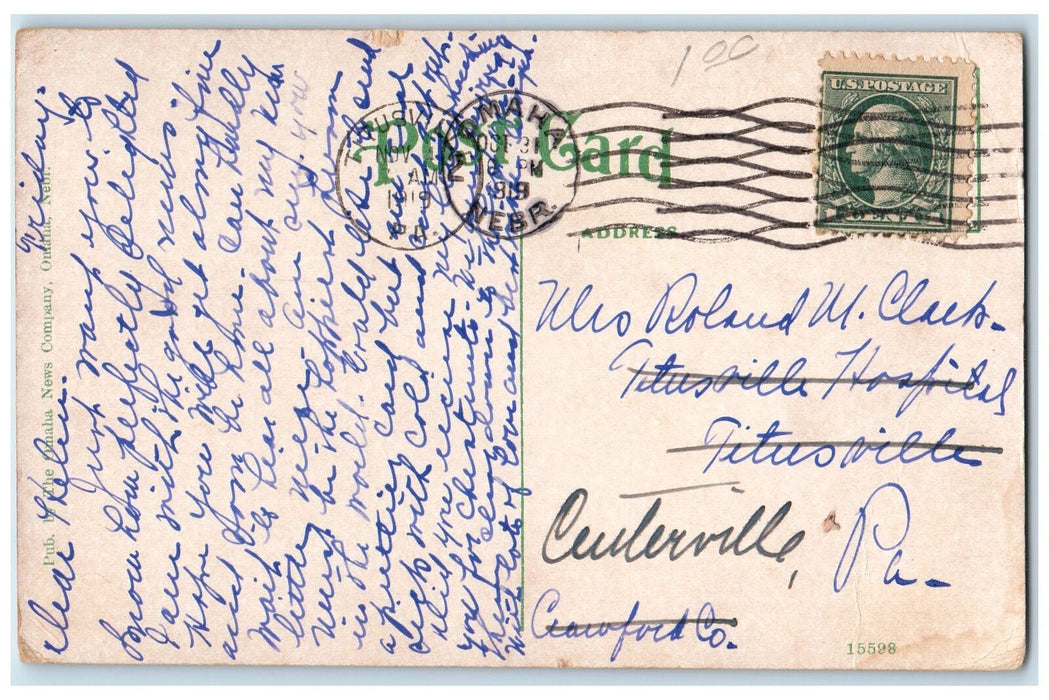 1919 Brandels Theatre Exterior Roadside Omaha Nebraska NE Posted Cars Postcard