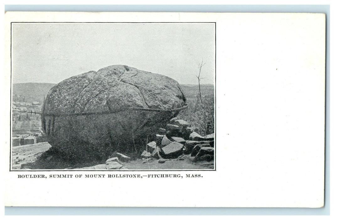1901 Boulder, Summit of Mount Rollstone, Fitchburg, Massachusetts MA Postcard