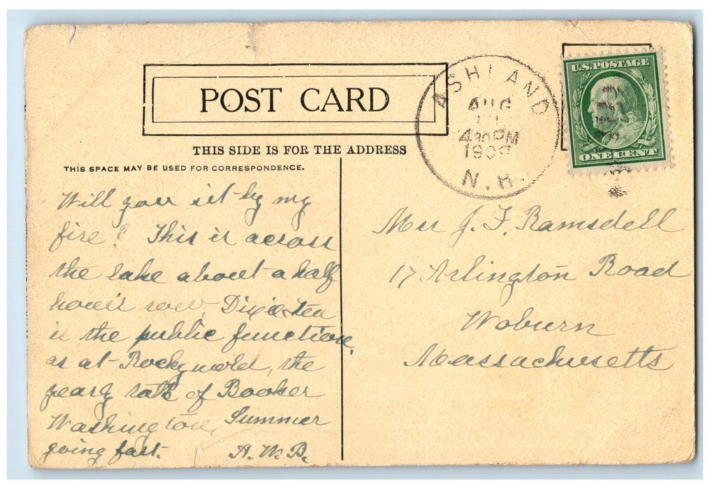 1908 Living Room Deep Haven Camp Interior Asquam Lake New Hampshire NH Postcard