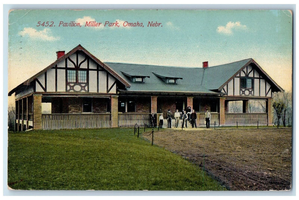 1912 Pavilion Exterior Miller Park People View Omaha Nebraska NE Posted Postcard