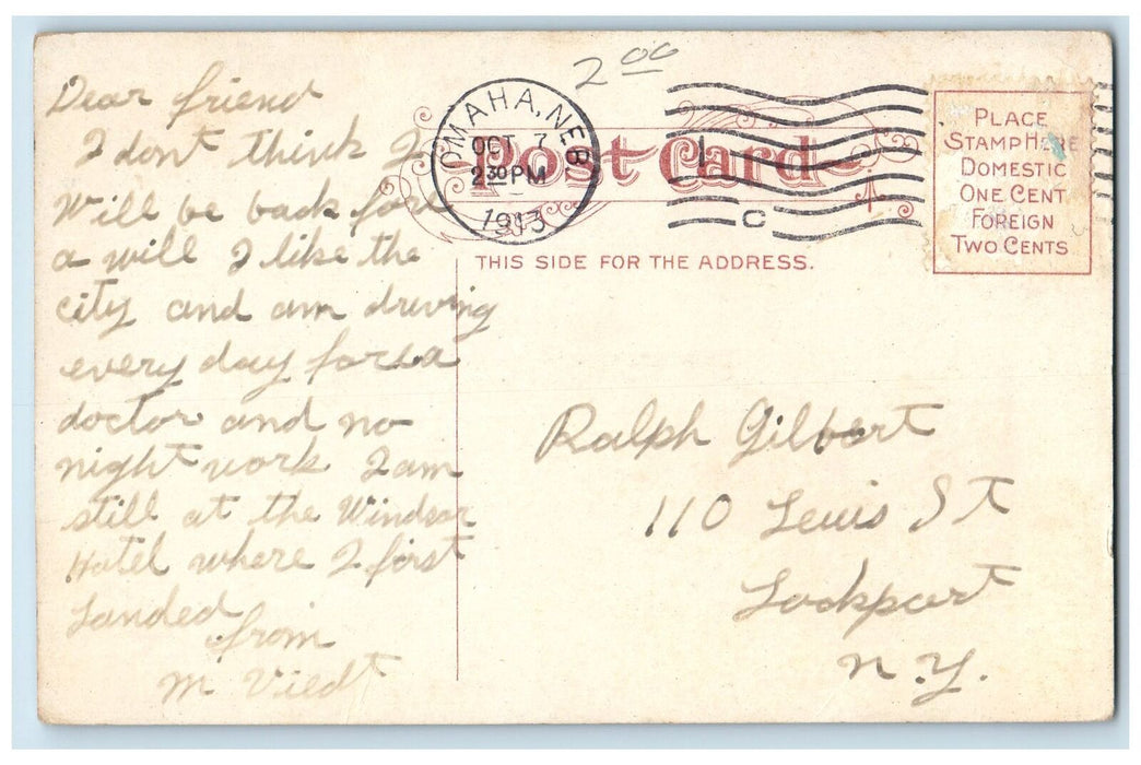 1912 Pavilion Exterior Miller Park People View Omaha Nebraska NE Posted Postcard