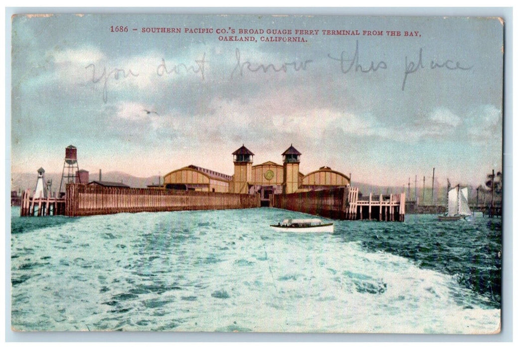 1909 Southern Pacific Broad Guage Ferry Terminal Oakland California CA Postcard
