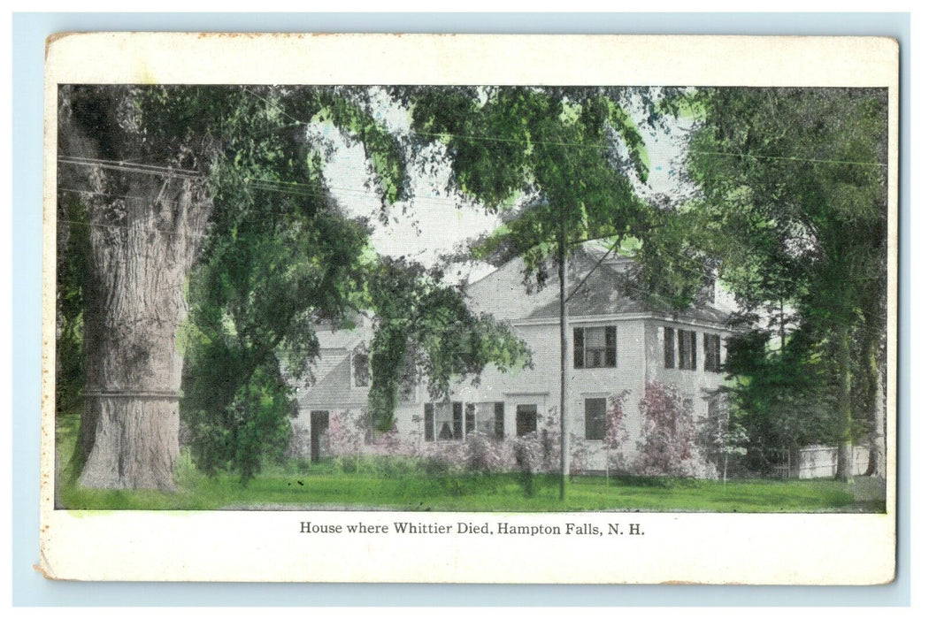 1911 House Where Whittier Dead, Hampton Falls, New Hampshire NH Postcard
