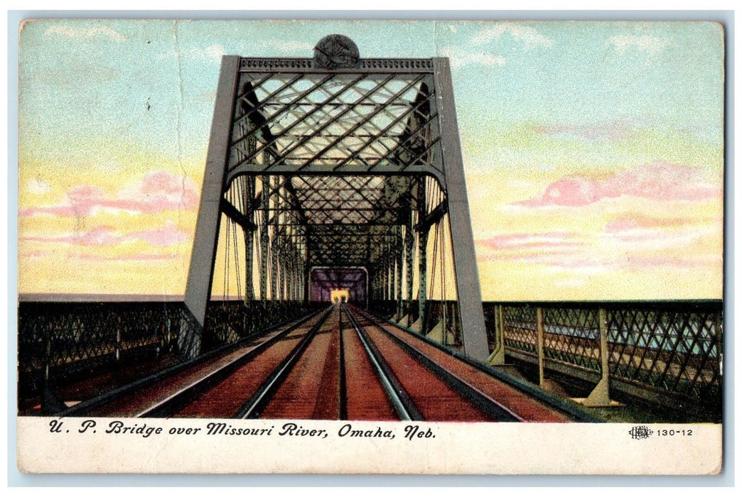 1909 U. P. Bridge Scene Over Missouri River Omaha Nebraska NE Posted Postcard