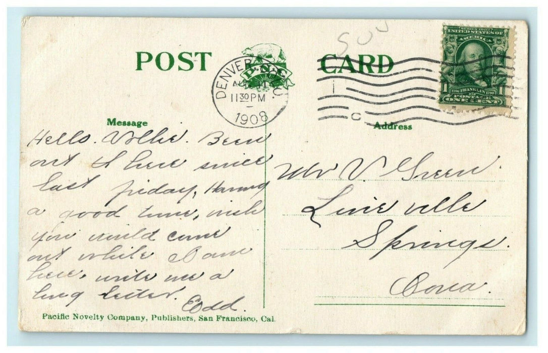 W.J Bryan Presidential Candidate 1908 Denver Colorado Political Antique Postcard