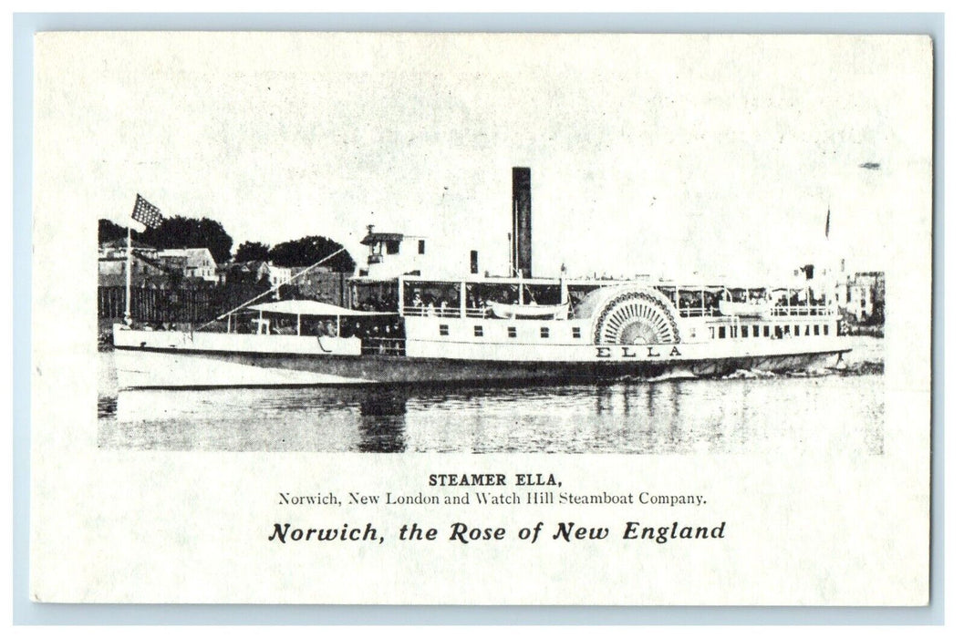 c1910 Steamer Ella Norwich Connecticut CT Steamboat Unposted Postcard