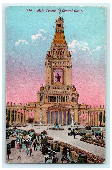 Main Tower Central Court San Francisco Panama Exposition 1915 Antique Postcard