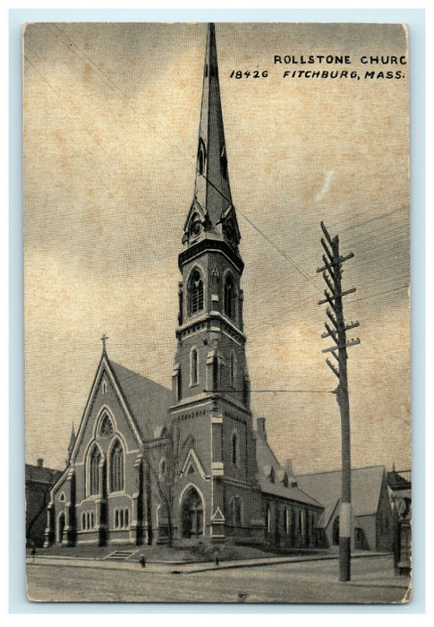 1911 Rollstone Church, Fitchburg, Massachusetts MA Posted Postcard