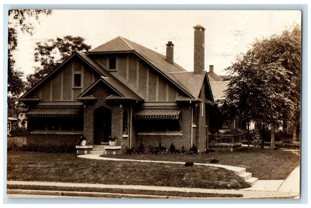 1935 Residence View Fountain Davenport Iowa IA RPPC Photo Posted Postcard