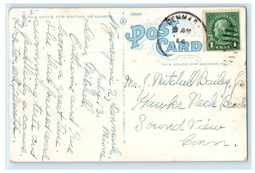 1927 Greetings from The Pine Tree State Maine ME Posted Vintage Postcard