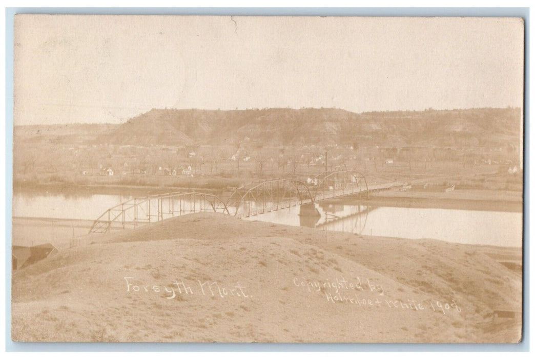 1910 Birds Eye View Of Forsyth Bridge River Montana MT RPPC Photo Postcard