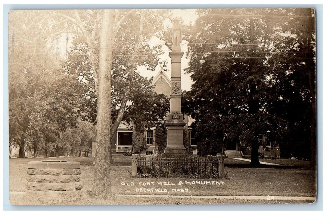 c1910's Old Fort Well & Monument Deerfield Massachusetts MA  RPPC Photo Postcard