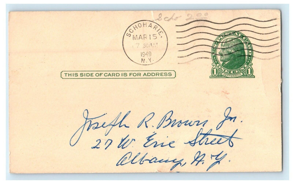 1949 The Schoharie County Historical Society New York NY Advertising Postcard