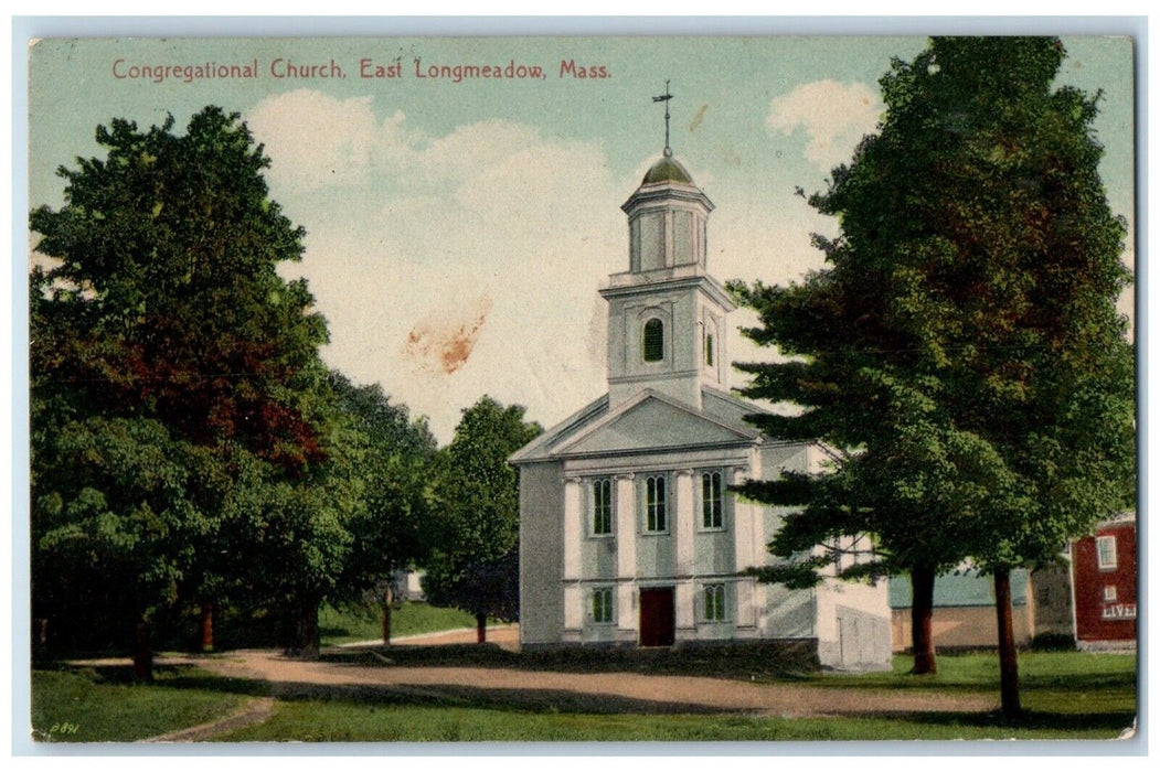 1912 Congregational Chruch East Longmeadow Ludlow Massachusetts MA Postcard