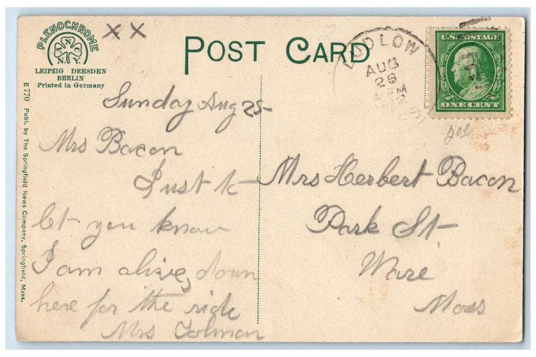 1912 Congregational Chruch East Longmeadow Ludlow Massachusetts MA Postcard