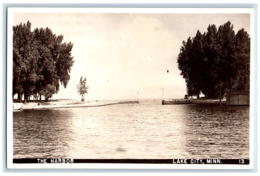 c1940's The Harbor Mississippi River View Lake City MN RPPC Photo Postcard