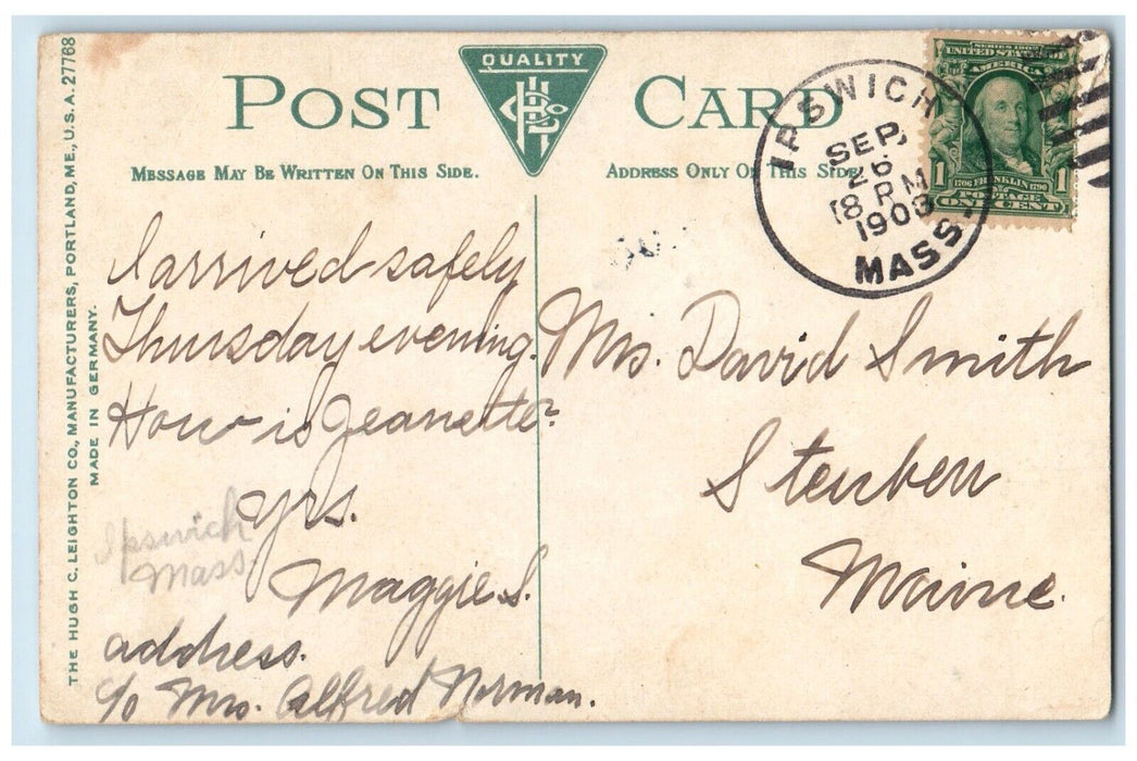 1903 Chruch Of The Ascension (Episcopal) Ipswich Massachusetts MA Postcard