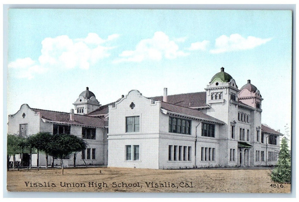 c1910 Visalia Union High School Exterior Building Visalia California CA Postcard