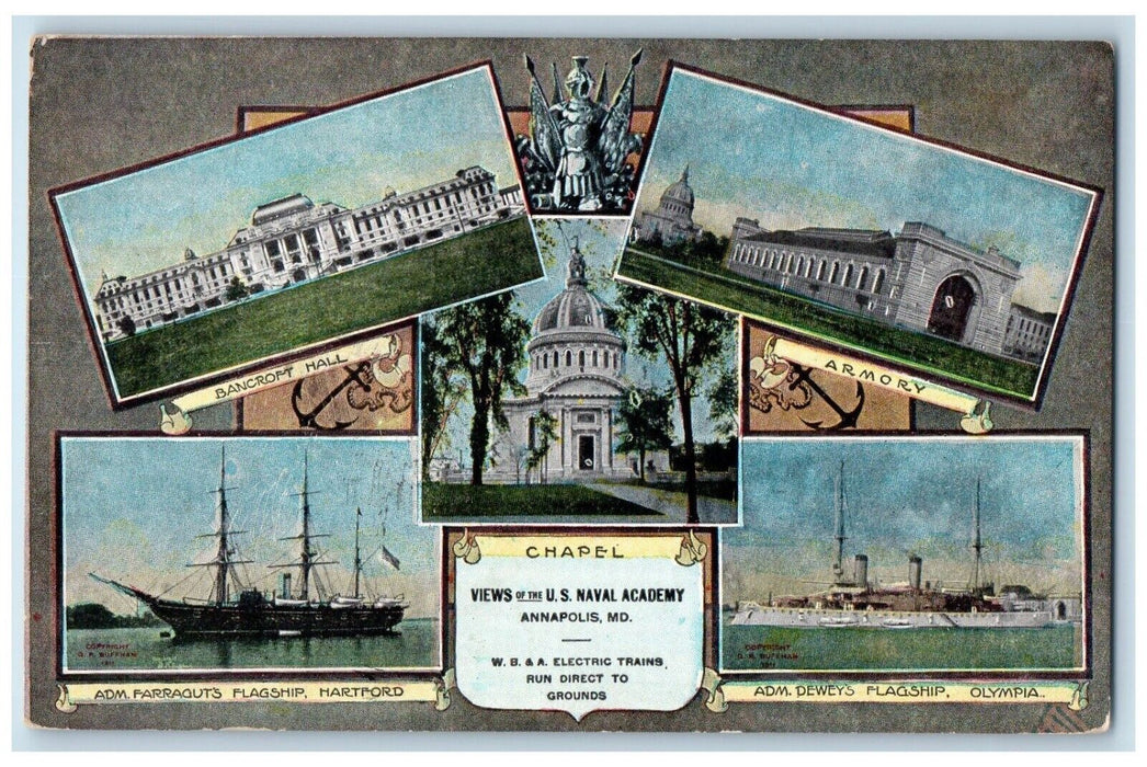 c1910 Views US Naval Academy Multi-View Annapolis Maryland MD Vintage Postcard