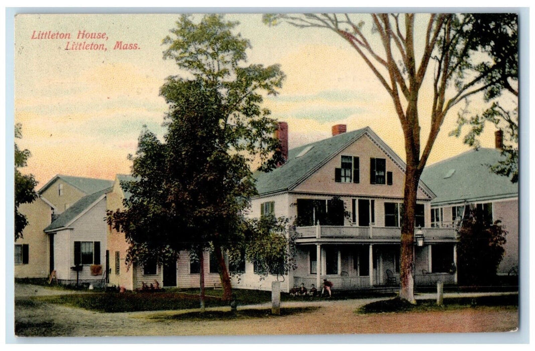 View Of Littleton House Trees Chimney Massachusetts MA Posted Antique Postcard