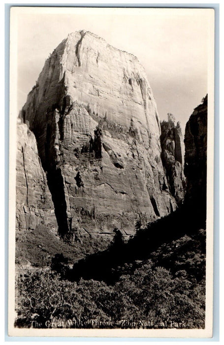 c1920's The Great White Throne Zion National Park Utah UT RPPC Photo Postcard