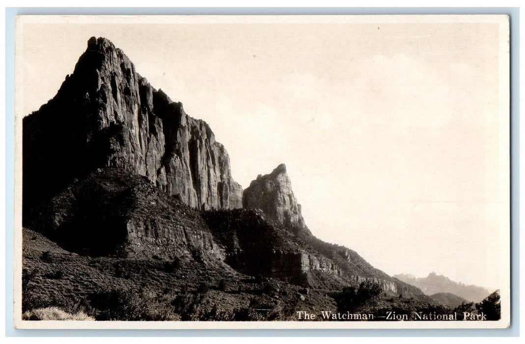 c1920's The Watchman Mountain Zion National Park UT RPPC Photo Postcard